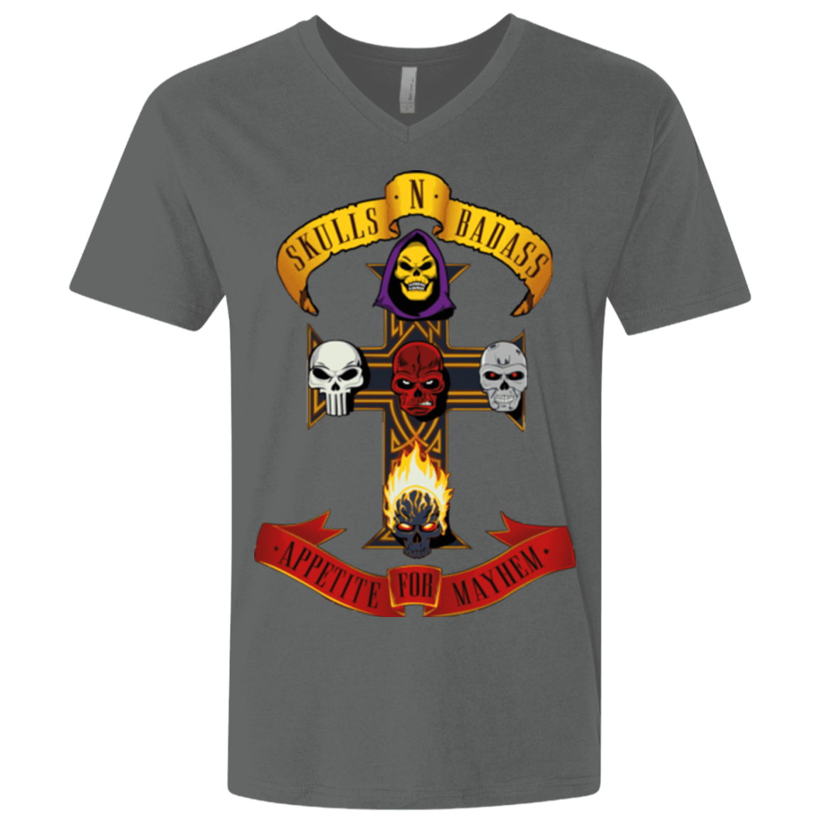 T-Shirts Heavy Metal / X-Small Skull And Badass Men's Premium V-Neck
