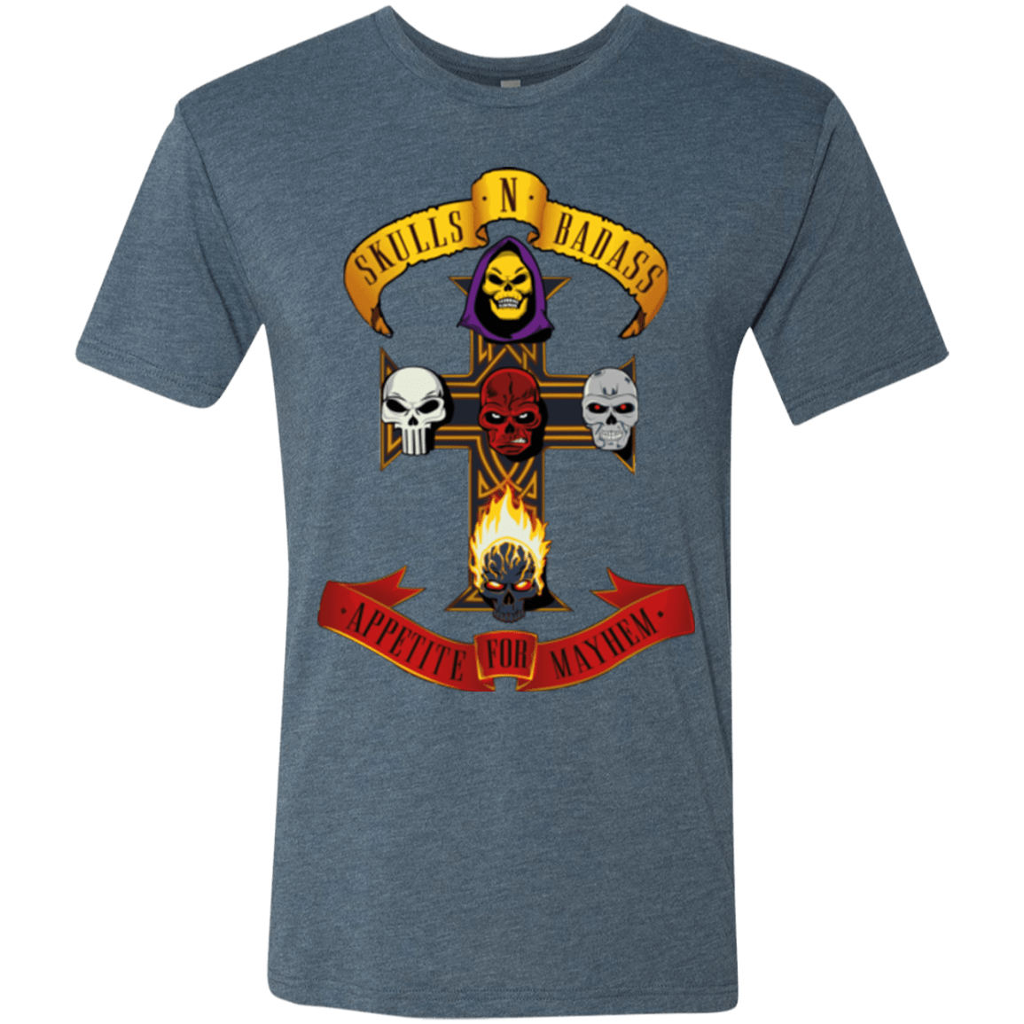 T-Shirts Indigo / Small Skull And Badass Men's Triblend T-Shirt