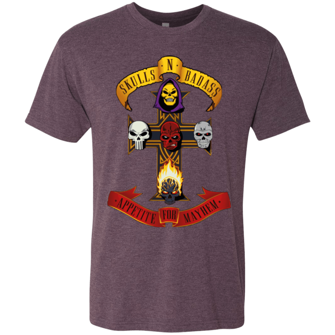 T-Shirts Vintage Purple / Small Skull And Badass Men's Triblend T-Shirt