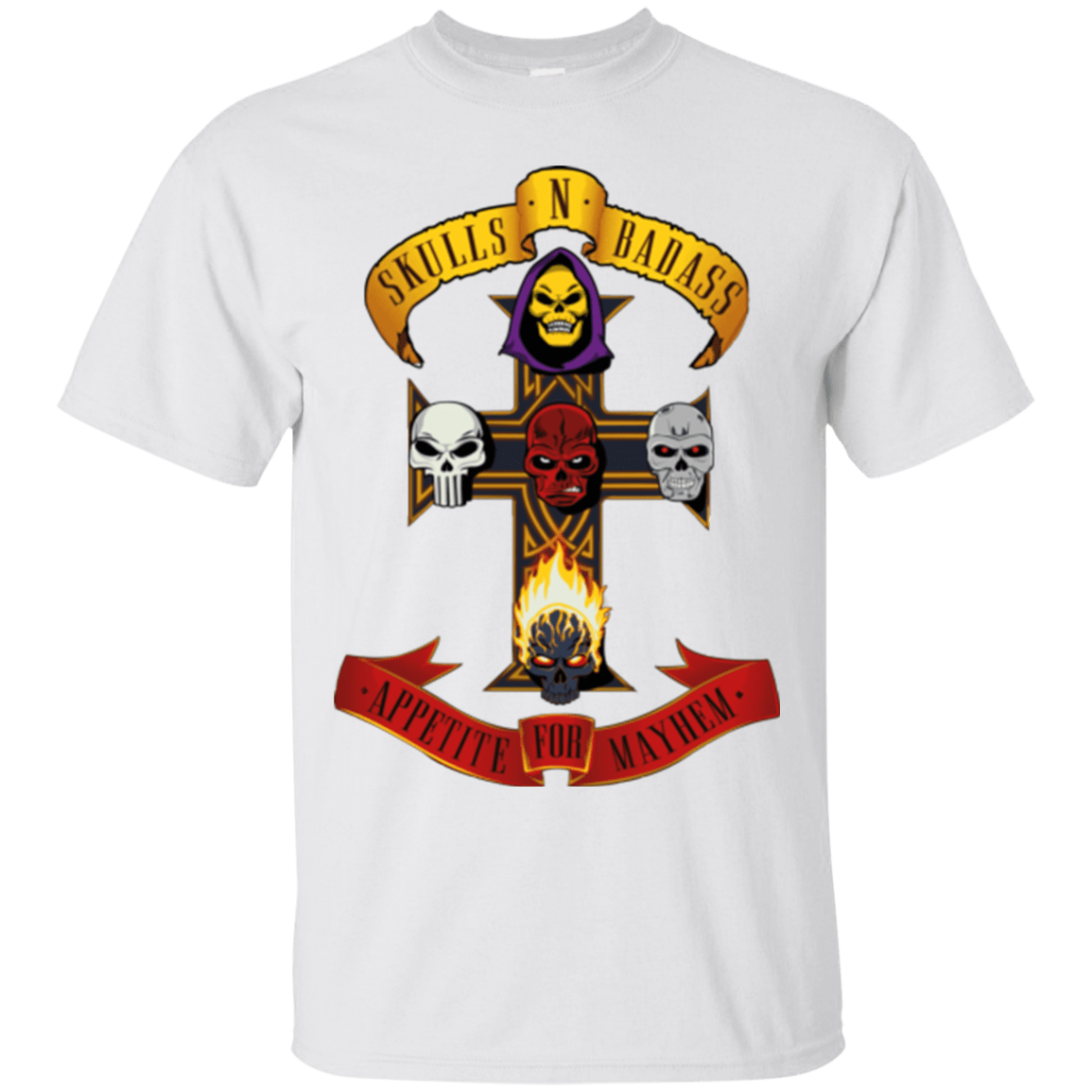 T-Shirts White / Small Skull And Badass T-Shirt