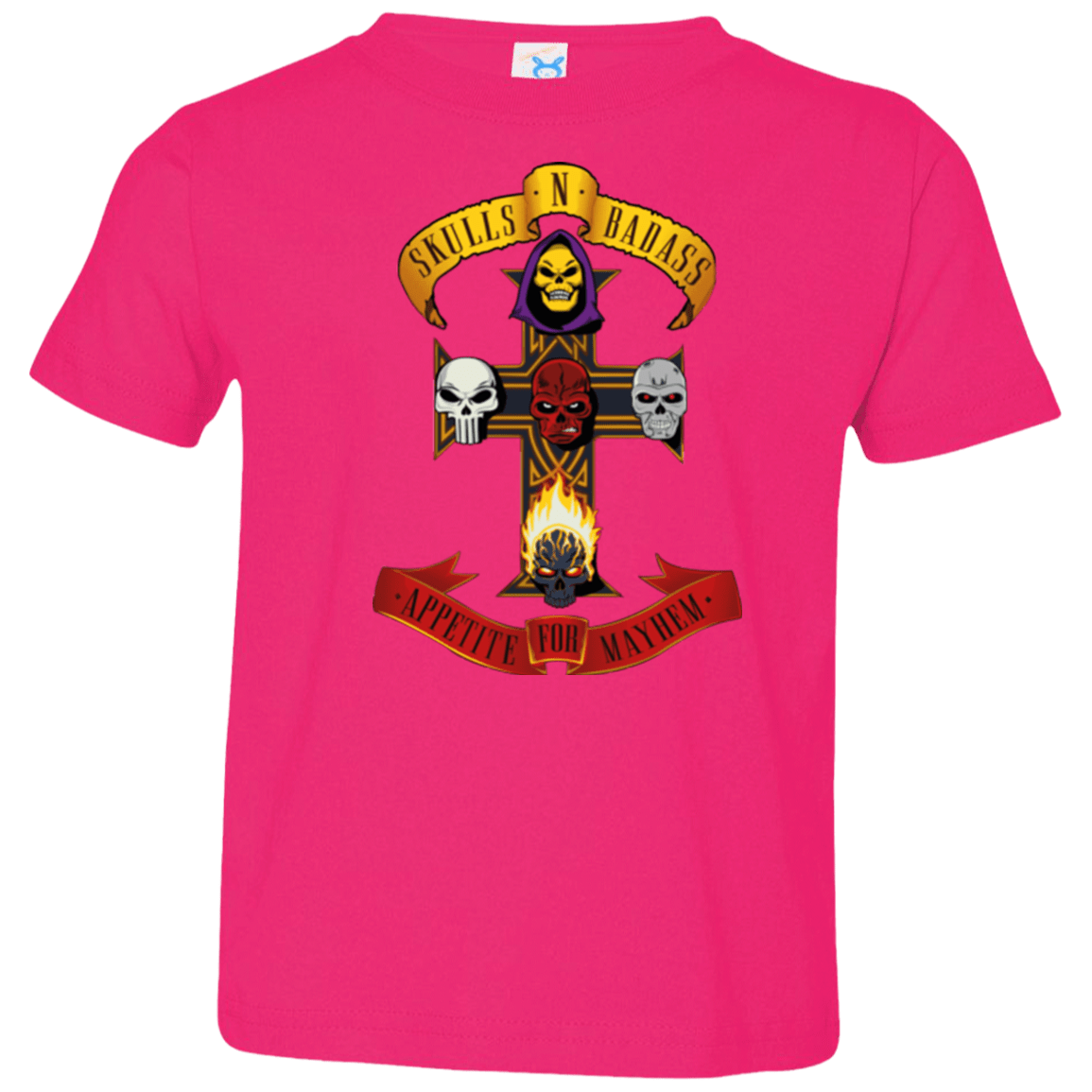 T-Shirts Hot Pink / 2T Skull And Badass Toddler Premium T-Shirt