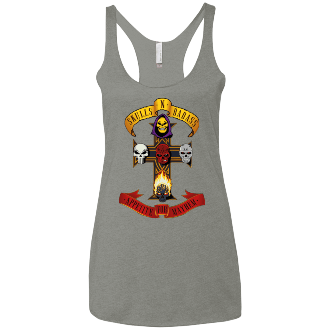 T-Shirts Venetian Grey / X-Small Skull And Badass Women's Triblend Racerback Tank