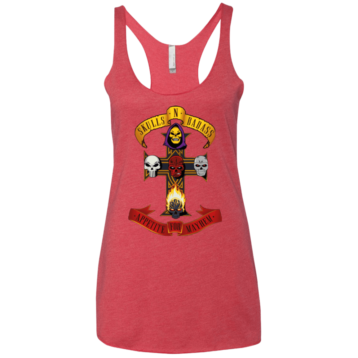 T-Shirts Vintage Red / X-Small Skull And Badass Women's Triblend Racerback Tank