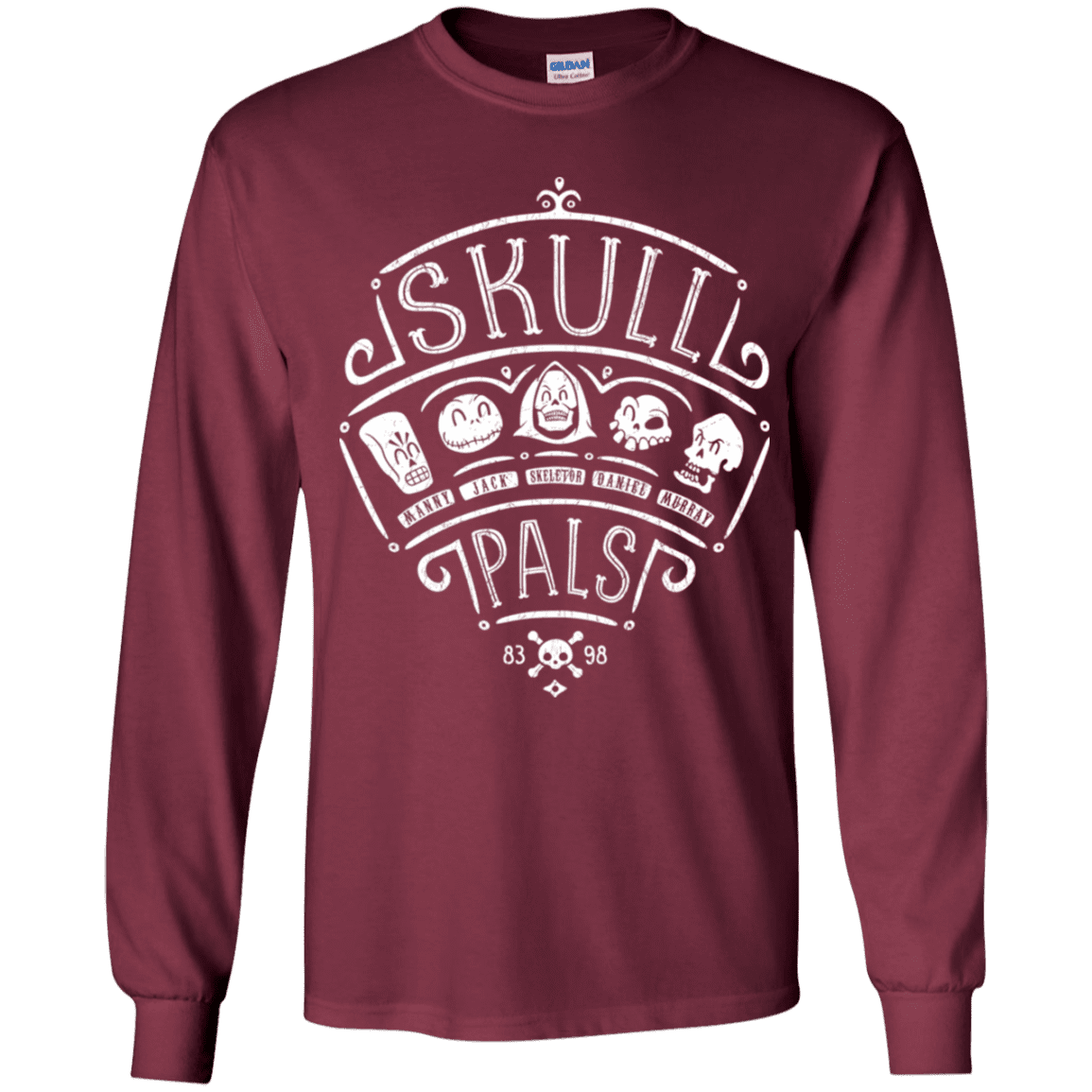 T-Shirts Maroon / YS Skull Pals Youth Long Sleeve T-Shirt