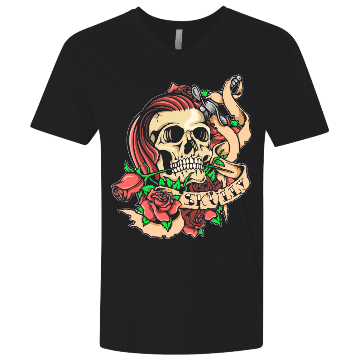 T-Shirts Black / X-Small SKULLY Men's Premium V-Neck