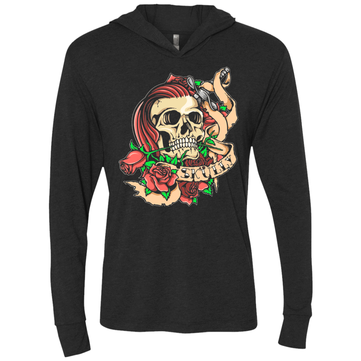 T-Shirts Vintage Black / X-Small SKULLY Triblend Long Sleeve Hoodie Tee