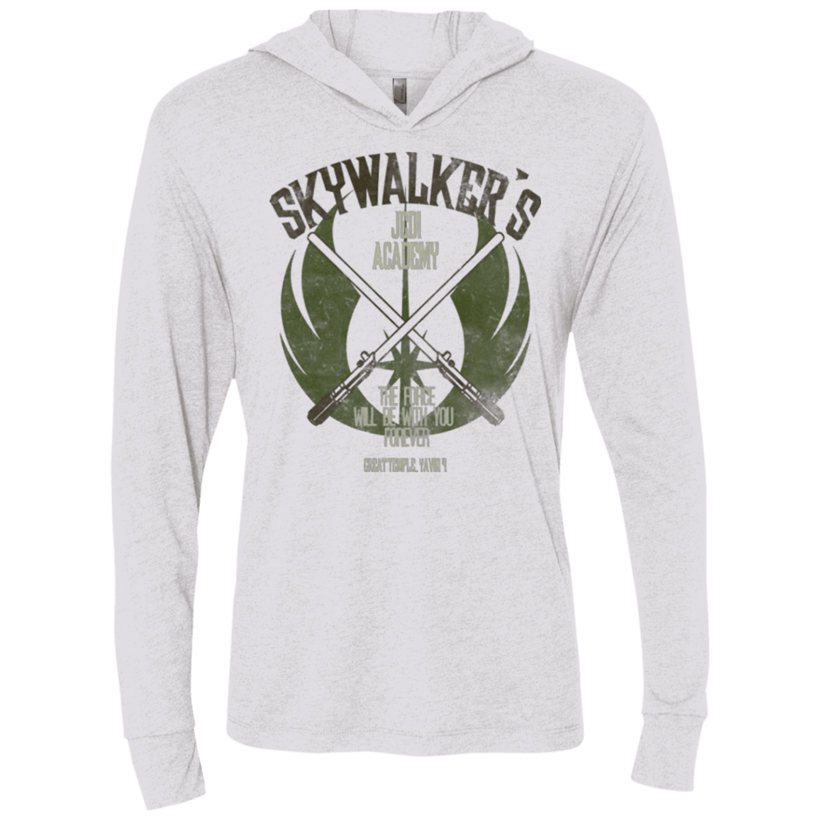 T-Shirts Heather White / X-Small Skywalker's Jedi Academy Triblend Long Sleeve Hoodie Tee