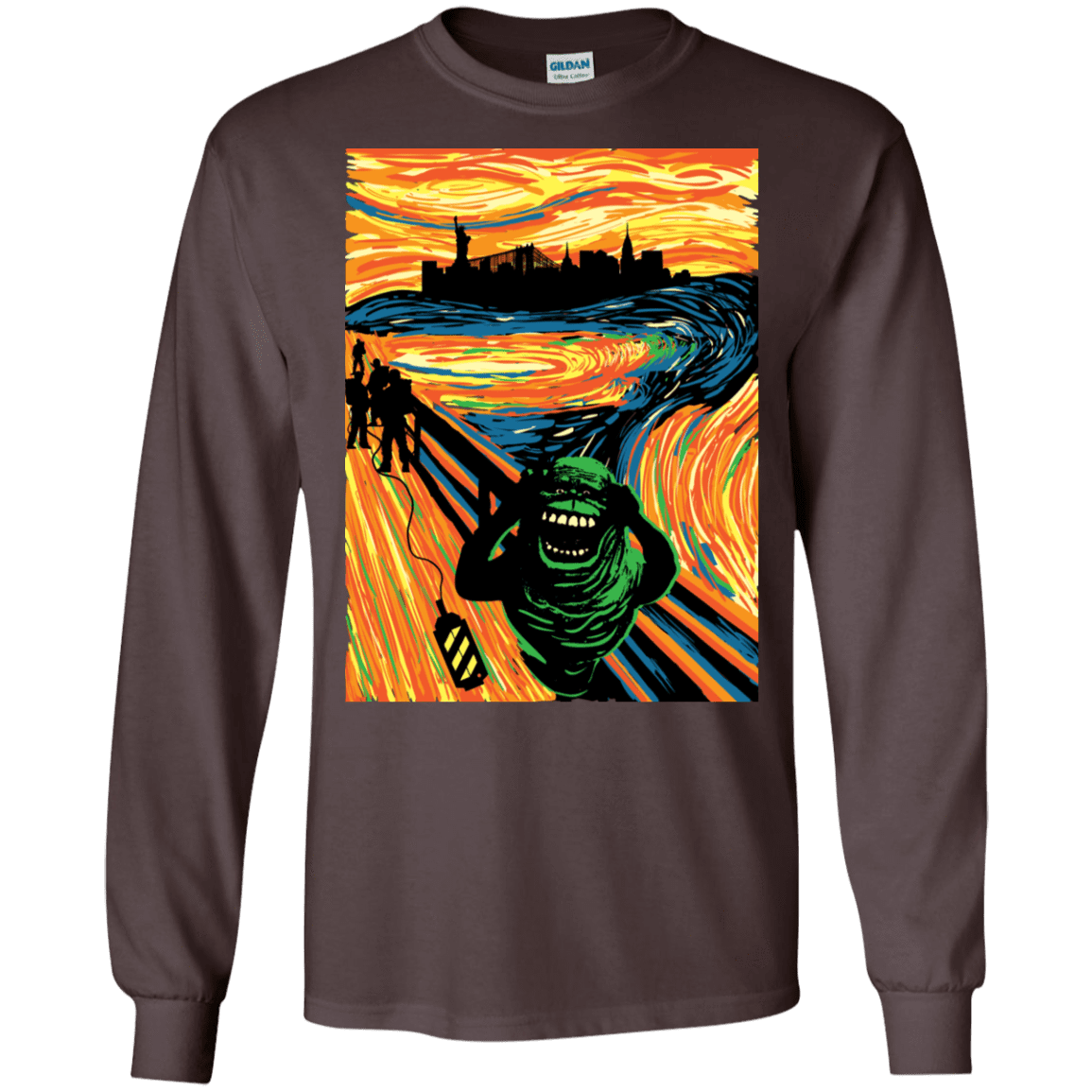 T-Shirts Dark Chocolate / S Slimer's Scream Men's Long Sleeve T-Shirt