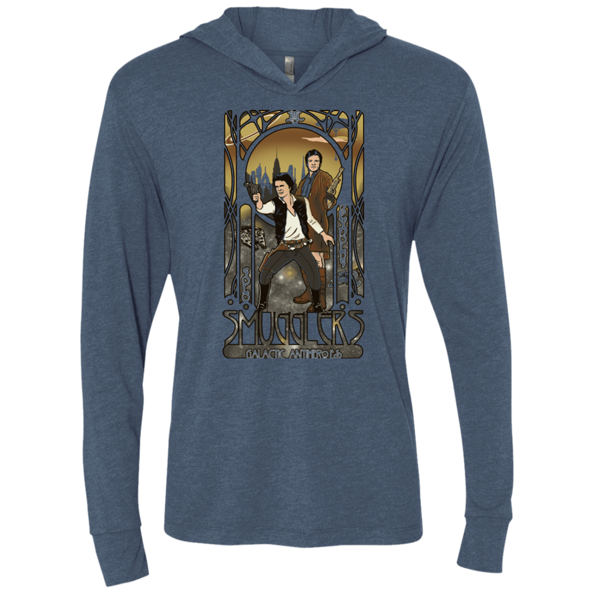 T-Shirts Indigo / X-Small Smugglers, Inc Triblend Long Sleeve Hoodie Tee