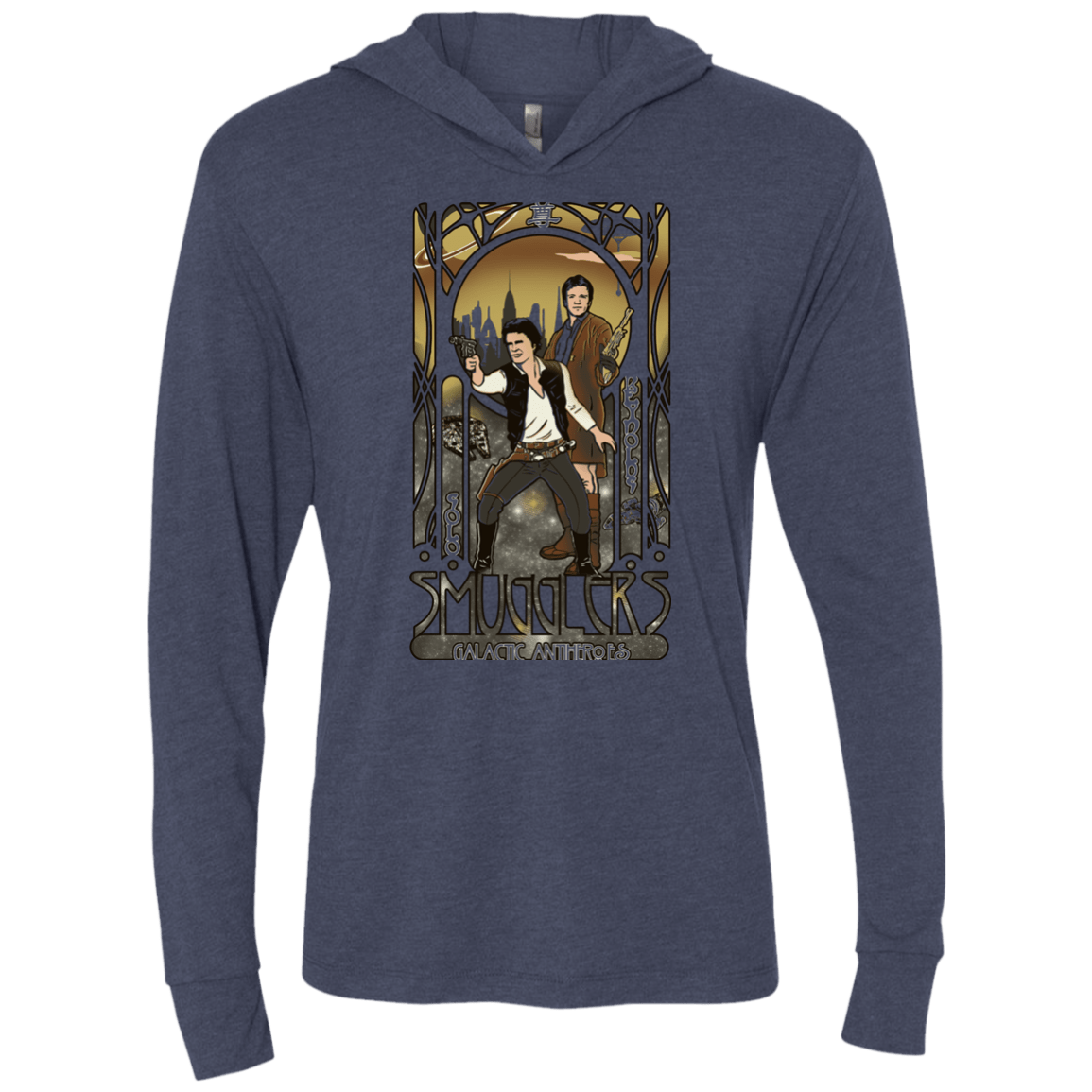 T-Shirts Vintage Navy / X-Small Smugglers, Inc Triblend Long Sleeve Hoodie Tee