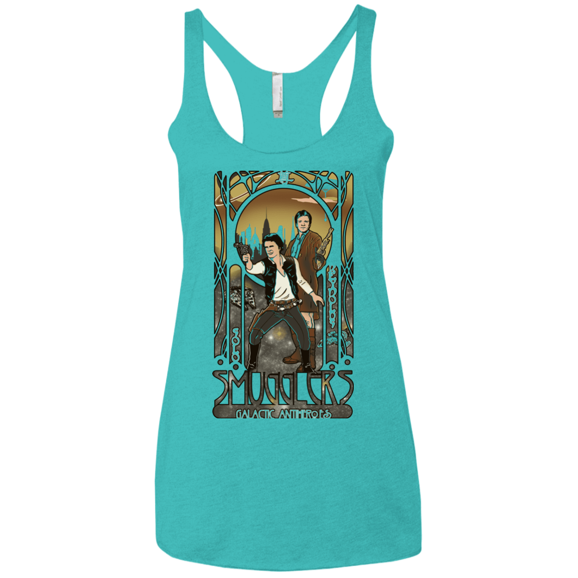 T-Shirts Tahiti Blue / X-Small Smugglers, Inc Women's Triblend Racerback Tank