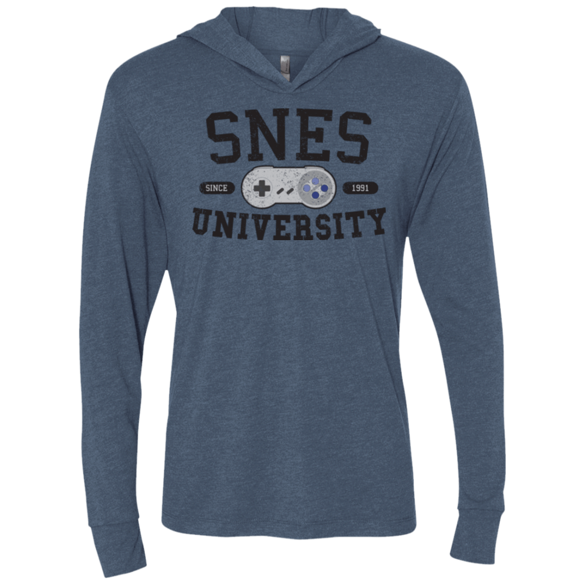 T-Shirts Indigo / X-Small SNES Triblend Long Sleeve Hoodie Tee