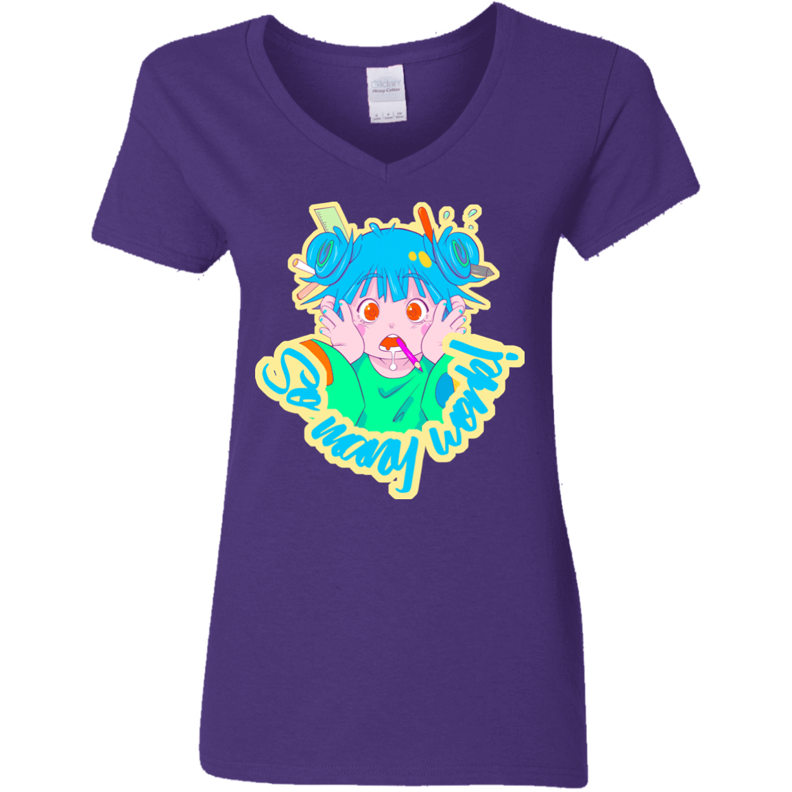 T-Shirts Purple / S So many work! Women's V-Neck T-Shirt