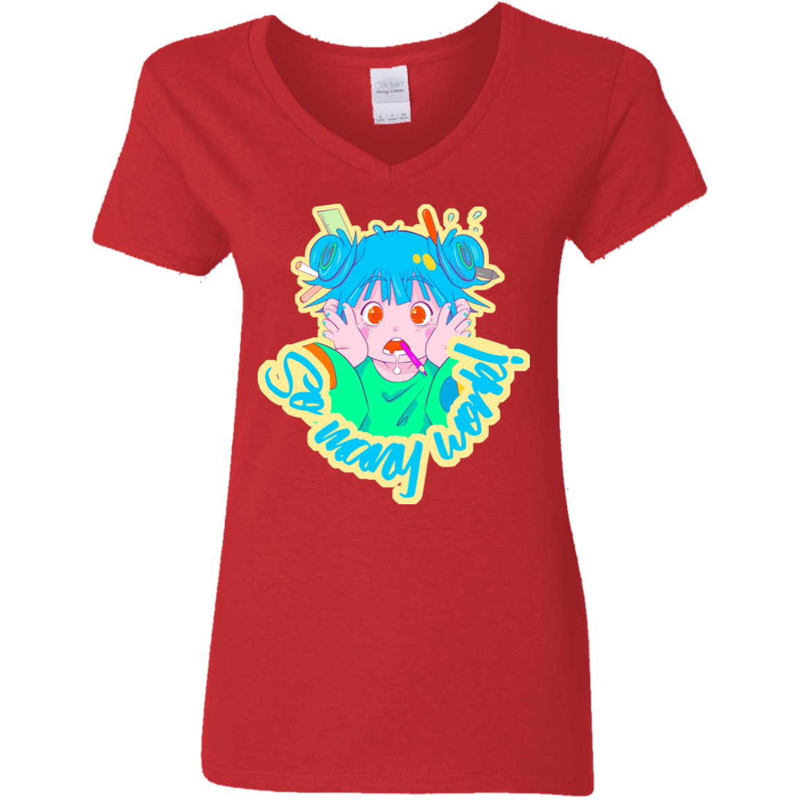T-Shirts Red / S So many work! Women's V-Neck T-Shirt