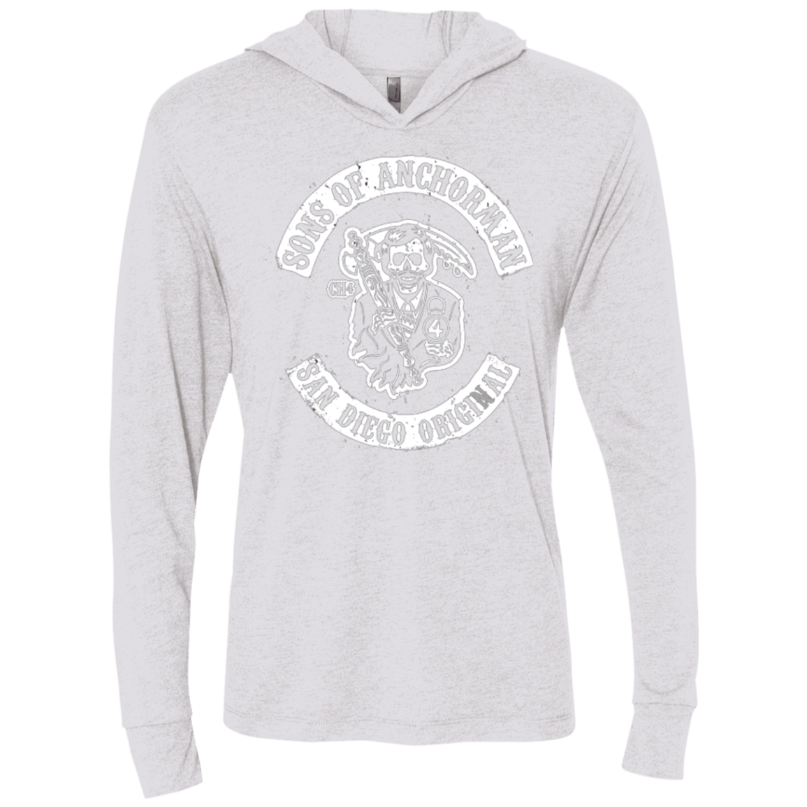 T-Shirts Heather White / X-Small Sons of Anchorman Triblend Long Sleeve Hoodie Tee