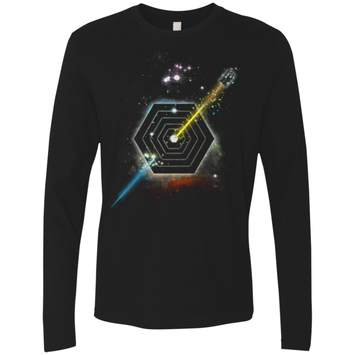 T-Shirts Black / Small Space Fragmentation Travel Men's Premium Long Sleeve