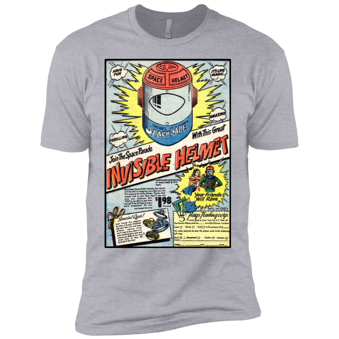 T-Shirts Heather Grey / YXS Space Helmet Boys Premium T-Shirt