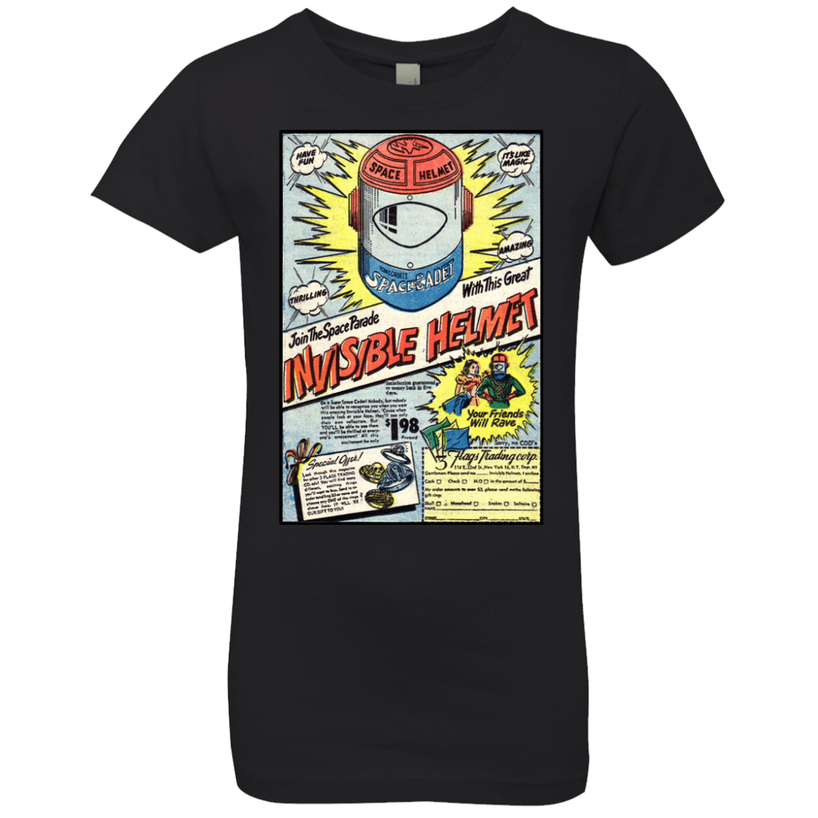 T-Shirts Black / YXS Space Helmet Girls Premium T-Shirt