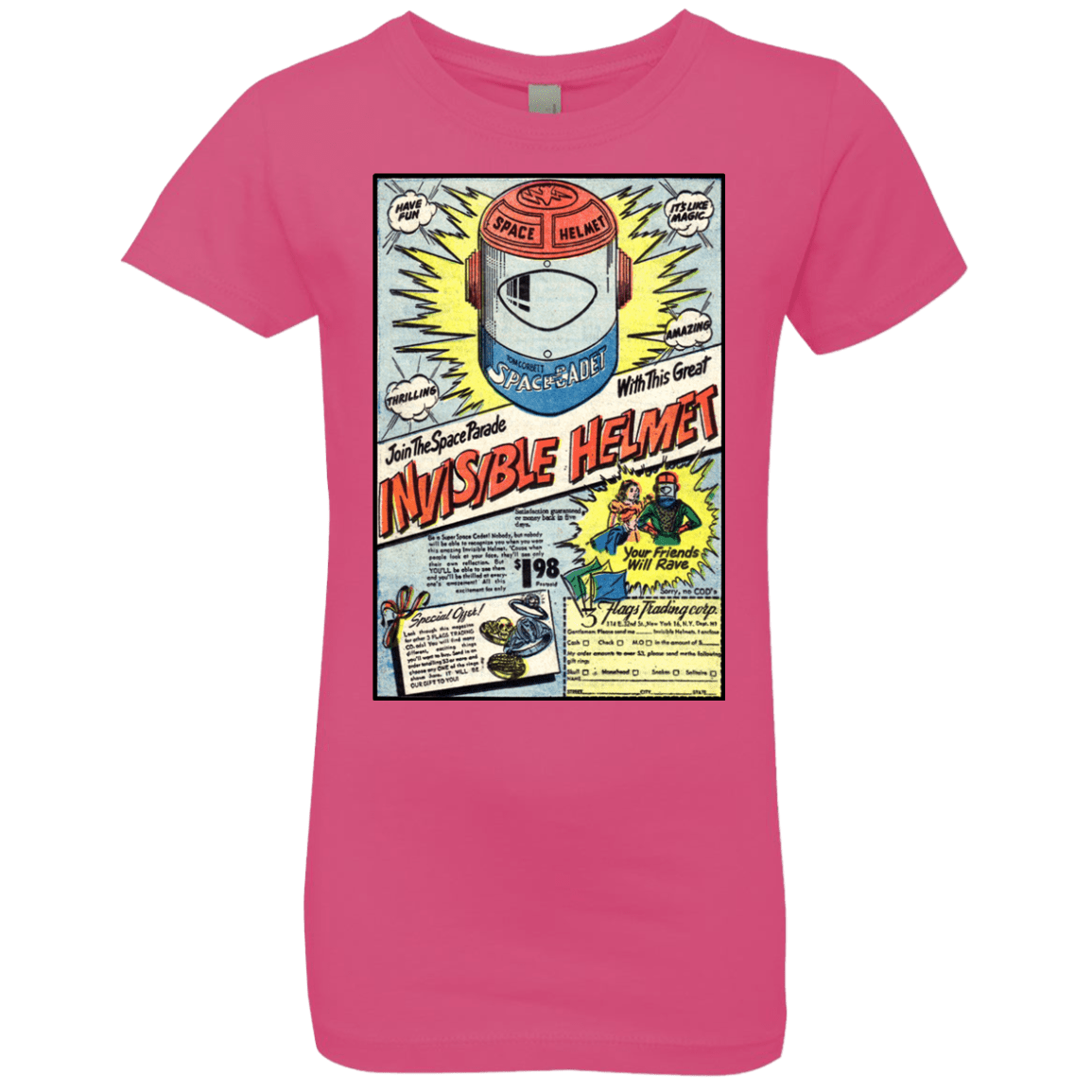 T-Shirts Hot Pink / YXS Space Helmet Girls Premium T-Shirt
