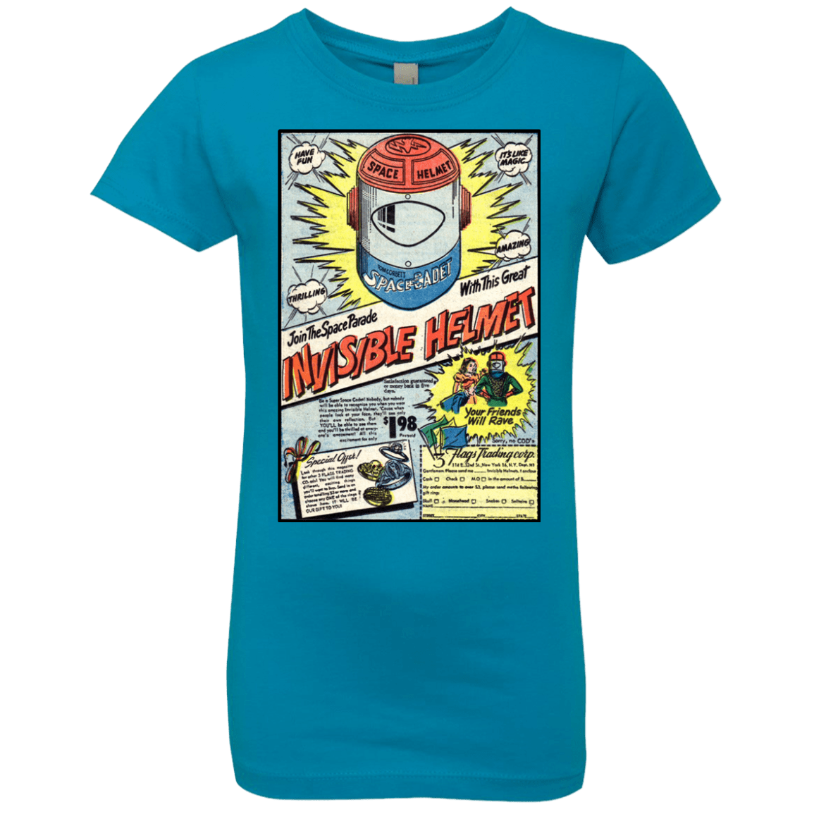T-Shirts Turquoise / YXS Space Helmet Girls Premium T-Shirt