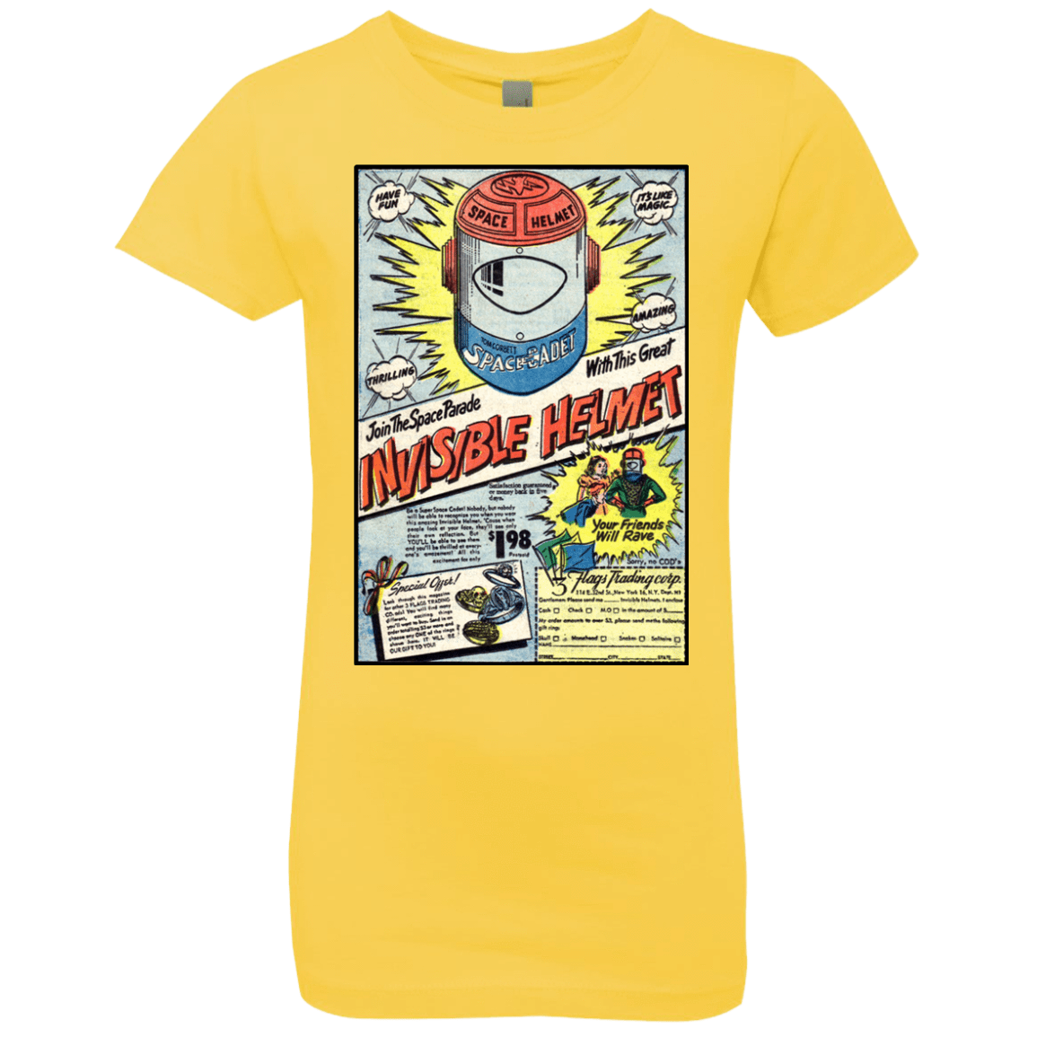T-Shirts Vibrant Yellow / YXS Space Helmet Girls Premium T-Shirt