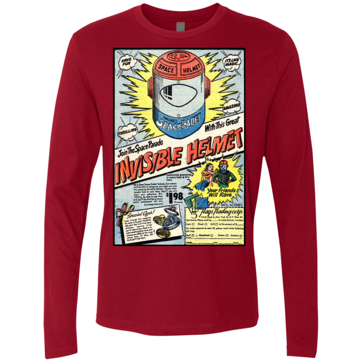 T-Shirts Cardinal / Small Space Helmet Men's Premium Long Sleeve