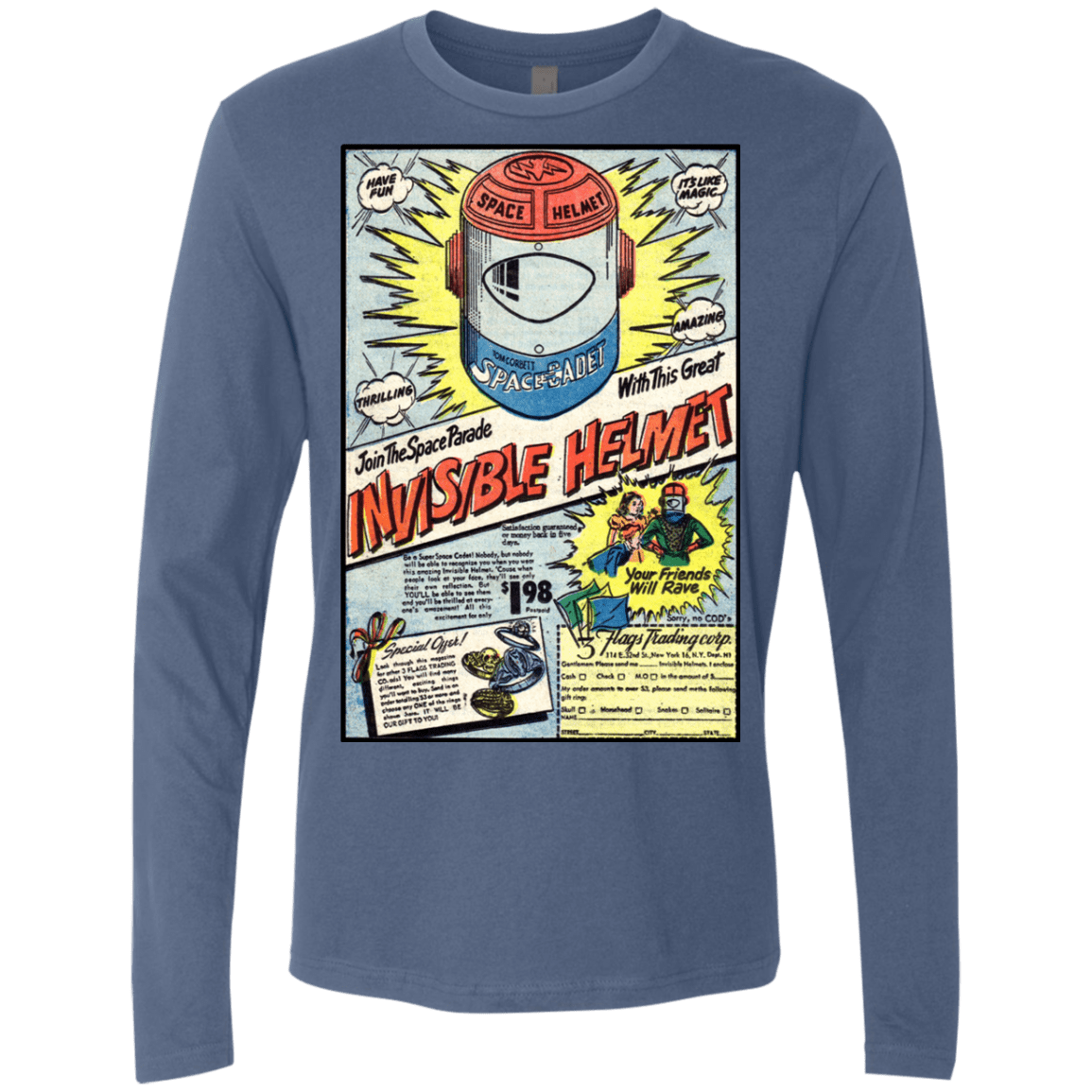 T-Shirts Indigo / Small Space Helmet Men's Premium Long Sleeve