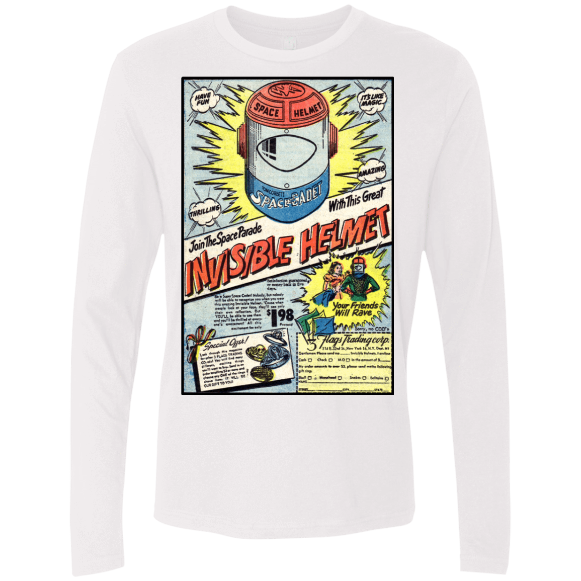 T-Shirts White / Small Space Helmet Men's Premium Long Sleeve