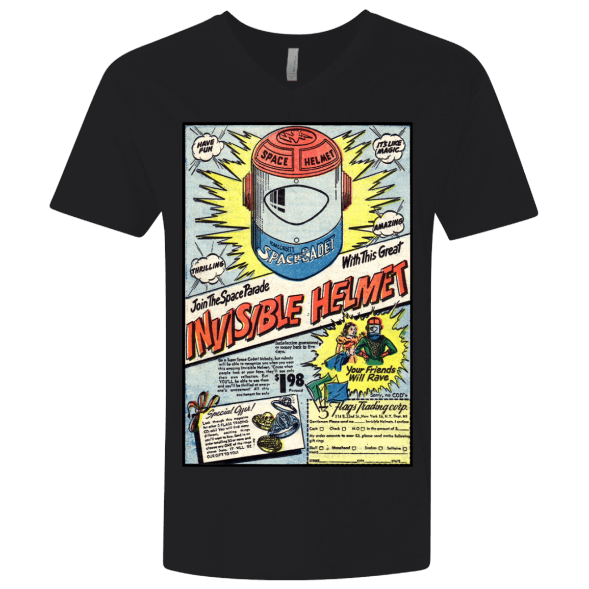 T-Shirts Black / X-Small Space Helmet Men's Premium V-Neck