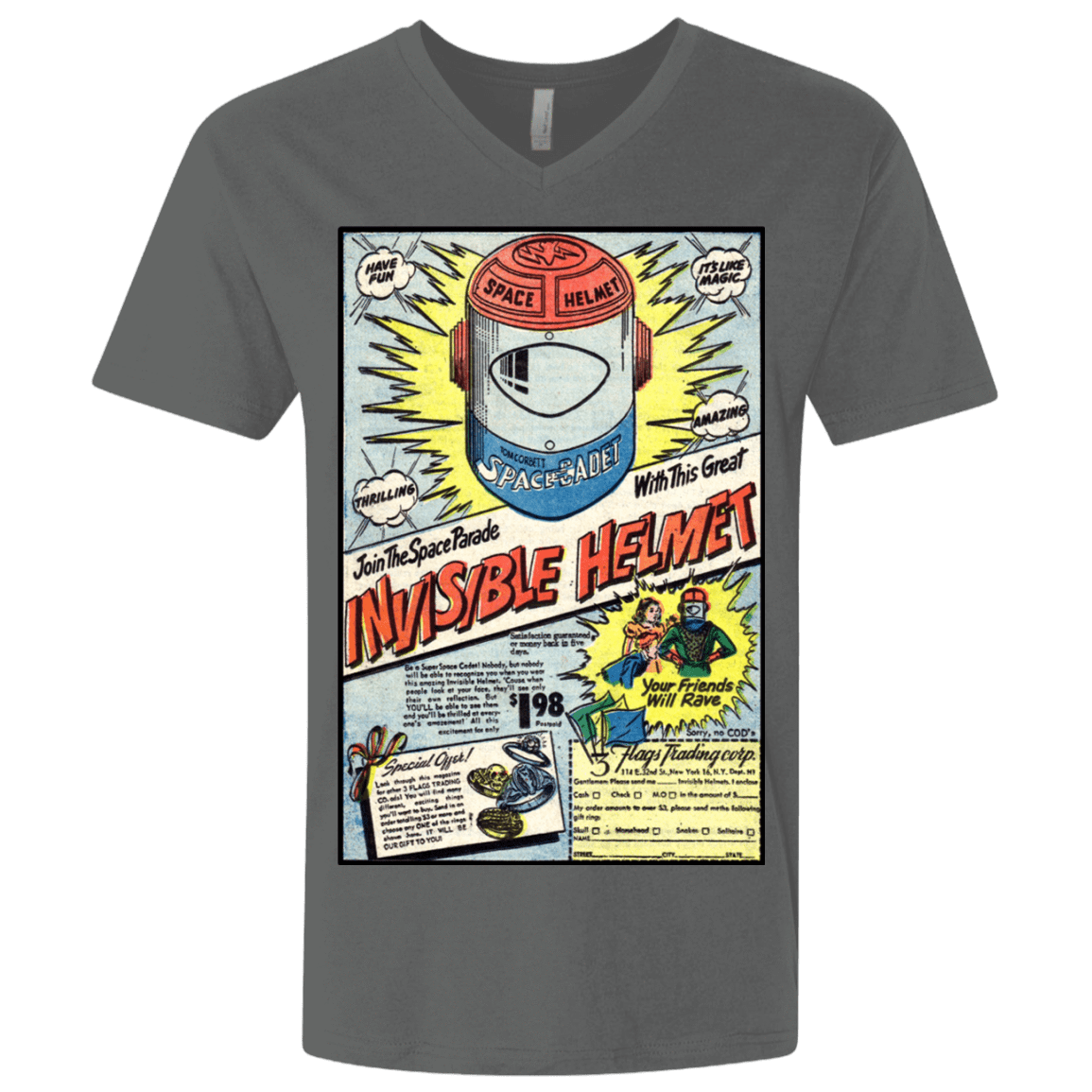 T-Shirts Heavy Metal / X-Small Space Helmet Men's Premium V-Neck