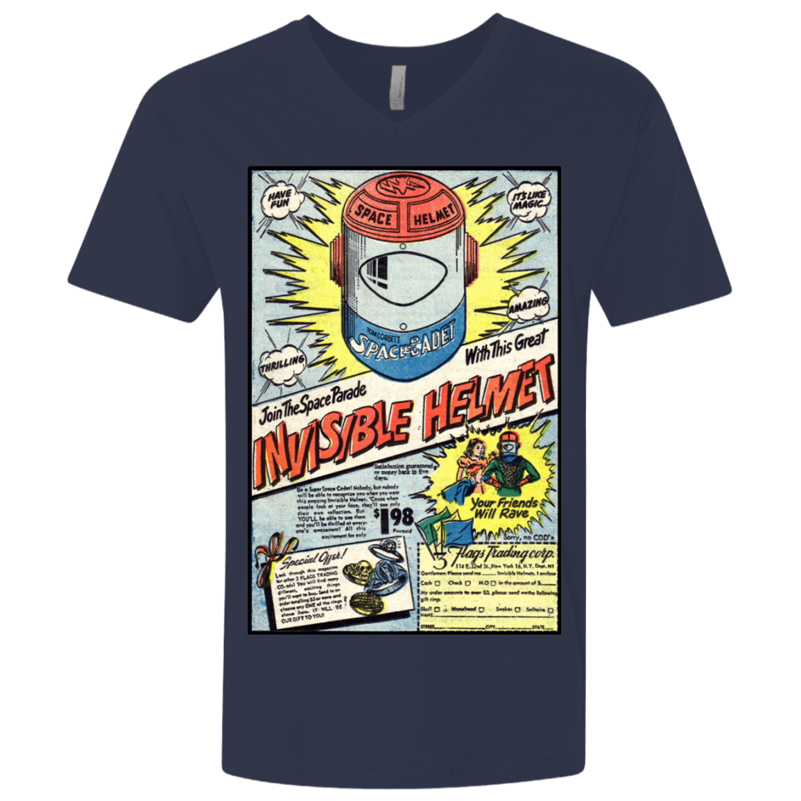 T-Shirts Midnight Navy / X-Small Space Helmet Men's Premium V-Neck