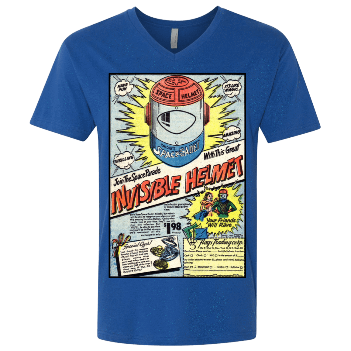 T-Shirts Royal / X-Small Space Helmet Men's Premium V-Neck