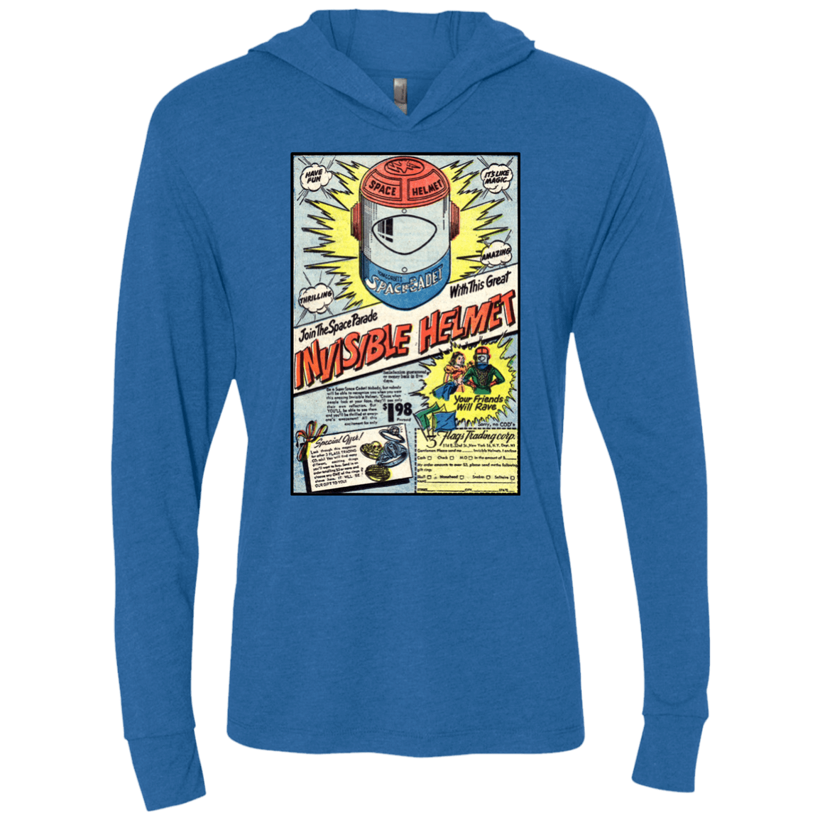 T-Shirts Vintage Royal / X-Small Space Helmet Triblend Long Sleeve Hoodie Tee