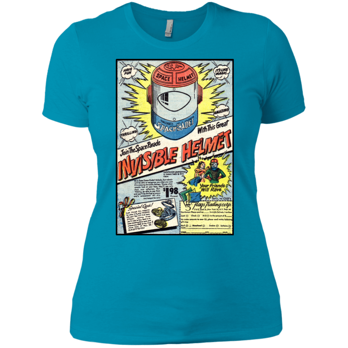 T-Shirts Turquoise / X-Small Space Helmet Women's Premium T-Shirt