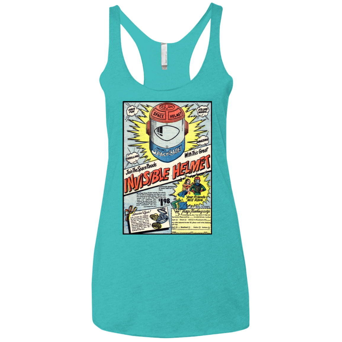 T-Shirts Tahiti Blue / X-Small Space Helmet Women's Triblend Racerback Tank