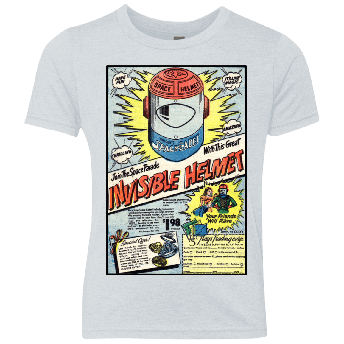 T-Shirts Heather White / YXS Space Helmet Youth Triblend T-Shirt