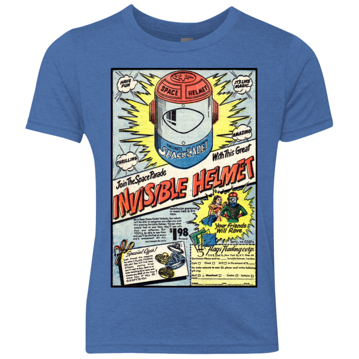T-Shirts Vintage Royal / YXS Space Helmet Youth Triblend T-Shirt