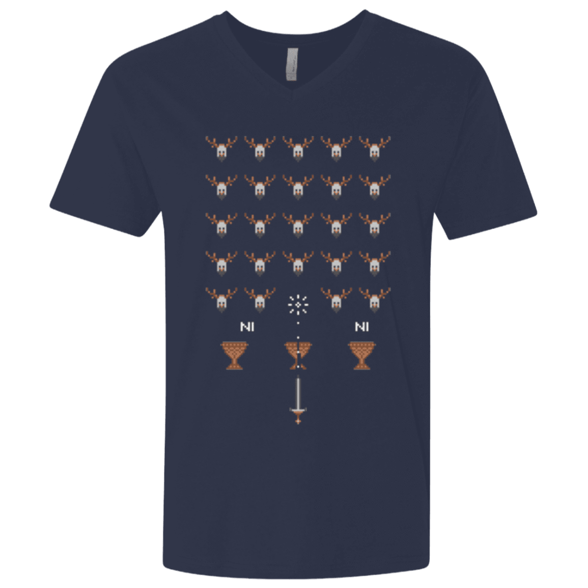 T-Shirts Midnight Navy / X-Small Space NI Invaders Men's Premium V-Neck