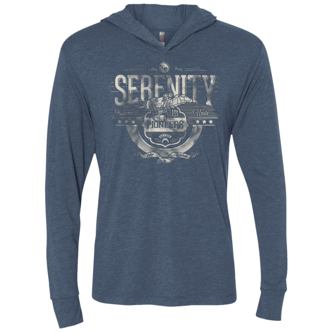 T-Shirts Indigo / X-Small Space Pioneers Triblend Long Sleeve Hoodie Tee