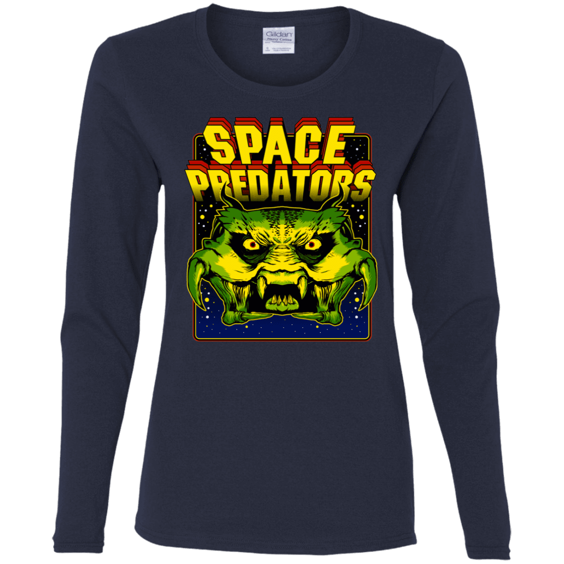 T-Shirts Navy / S Space Predator Women's Long Sleeve T-Shirt