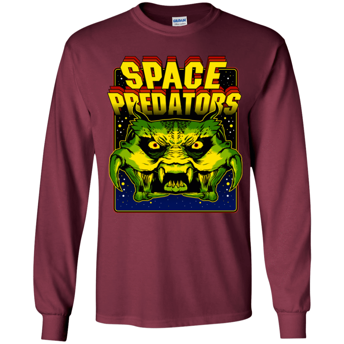 T-Shirts Maroon / YS Space Predator Youth Long Sleeve T-Shirt