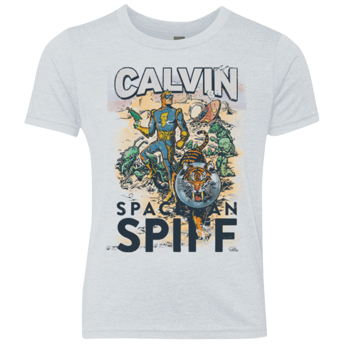 T-Shirts Heather White / YXS Spaceman Spiff Youth Triblend T-Shirt