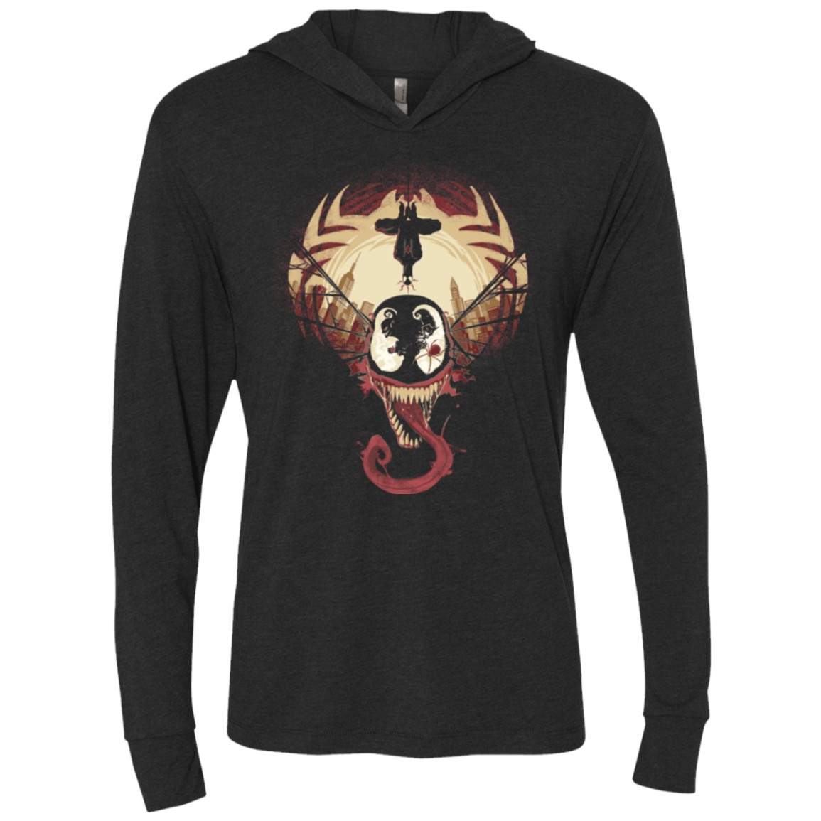 T-Shirts Vintage Black / X-Small Spider Nightmare Triblend Long Sleeve Hoodie Tee