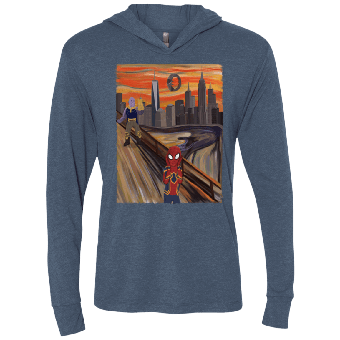 T-Shirts Indigo / X-Small Spider Scream Triblend Long Sleeve Hoodie Tee