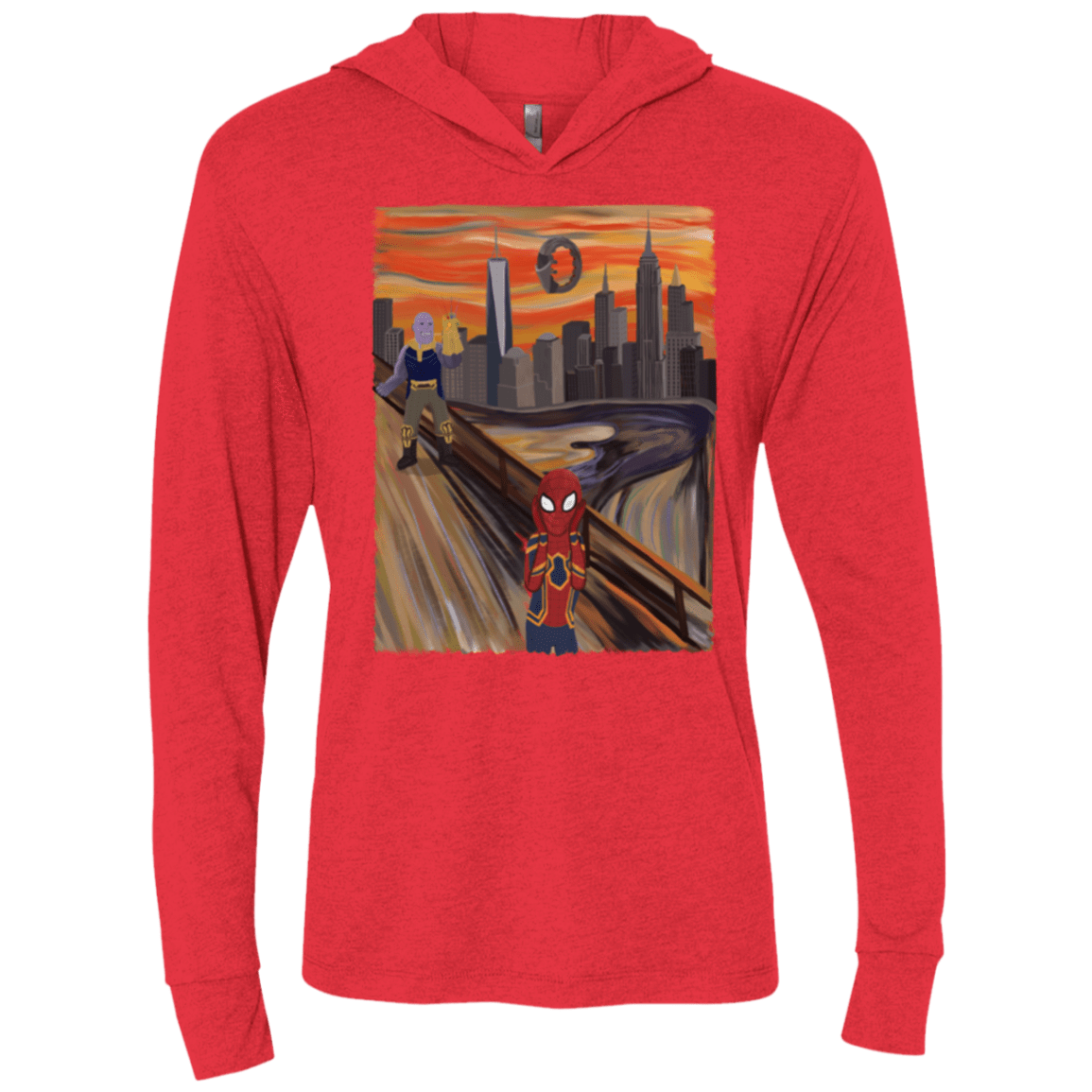 T-Shirts Vintage Red / X-Small Spider Scream Triblend Long Sleeve Hoodie Tee