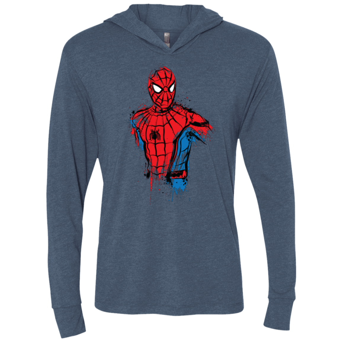 T-Shirts Indigo / X-Small Spiderman- Friendly Neighborhood Triblend Long Sleeve Hoodie Tee