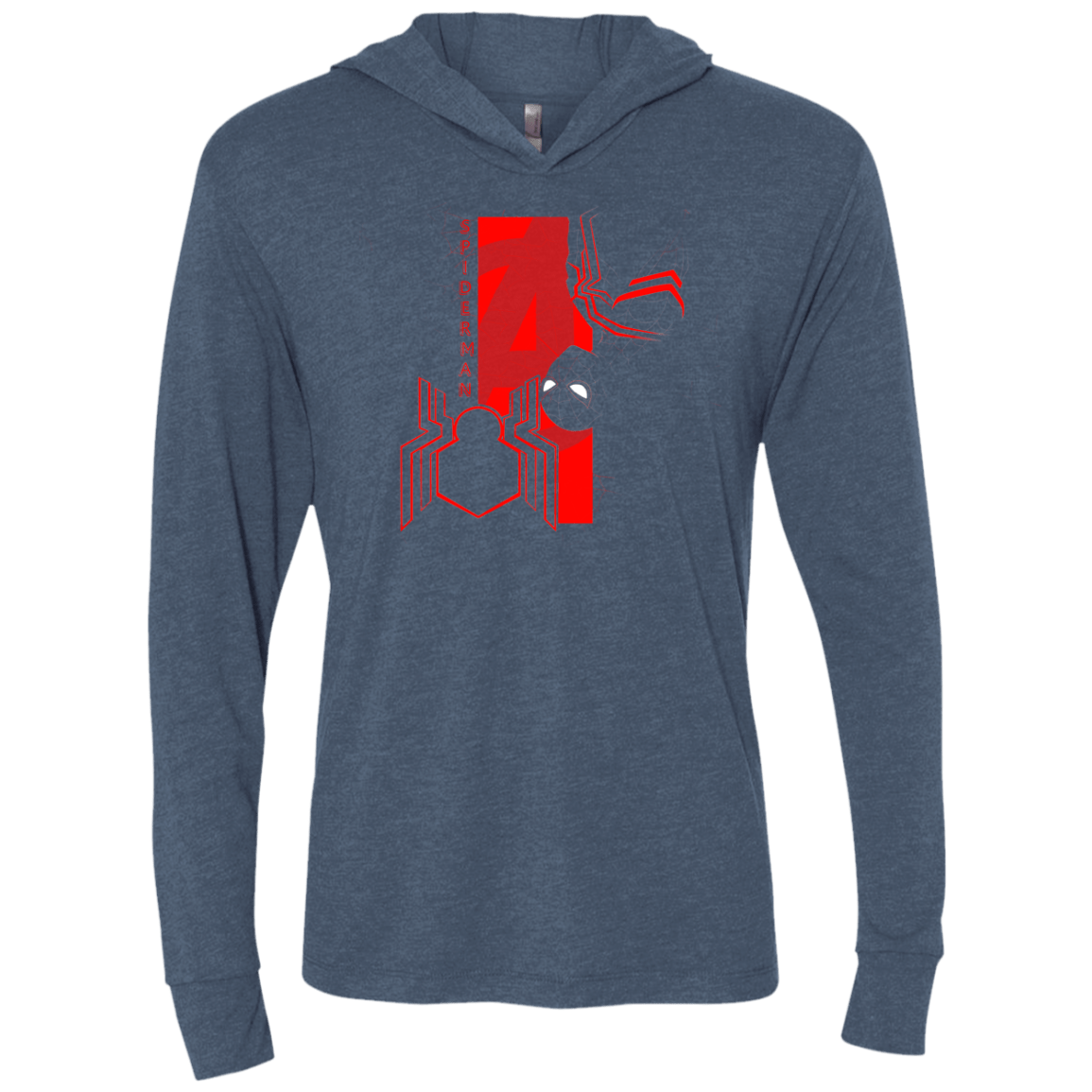 T-Shirts Indigo / X-Small Spiderman Profile Triblend Long Sleeve Hoodie Tee