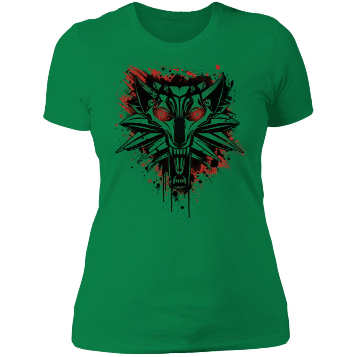 T-Shirts Kelly Green / S Splatter White Wolf Women's Premium T-Shirt
