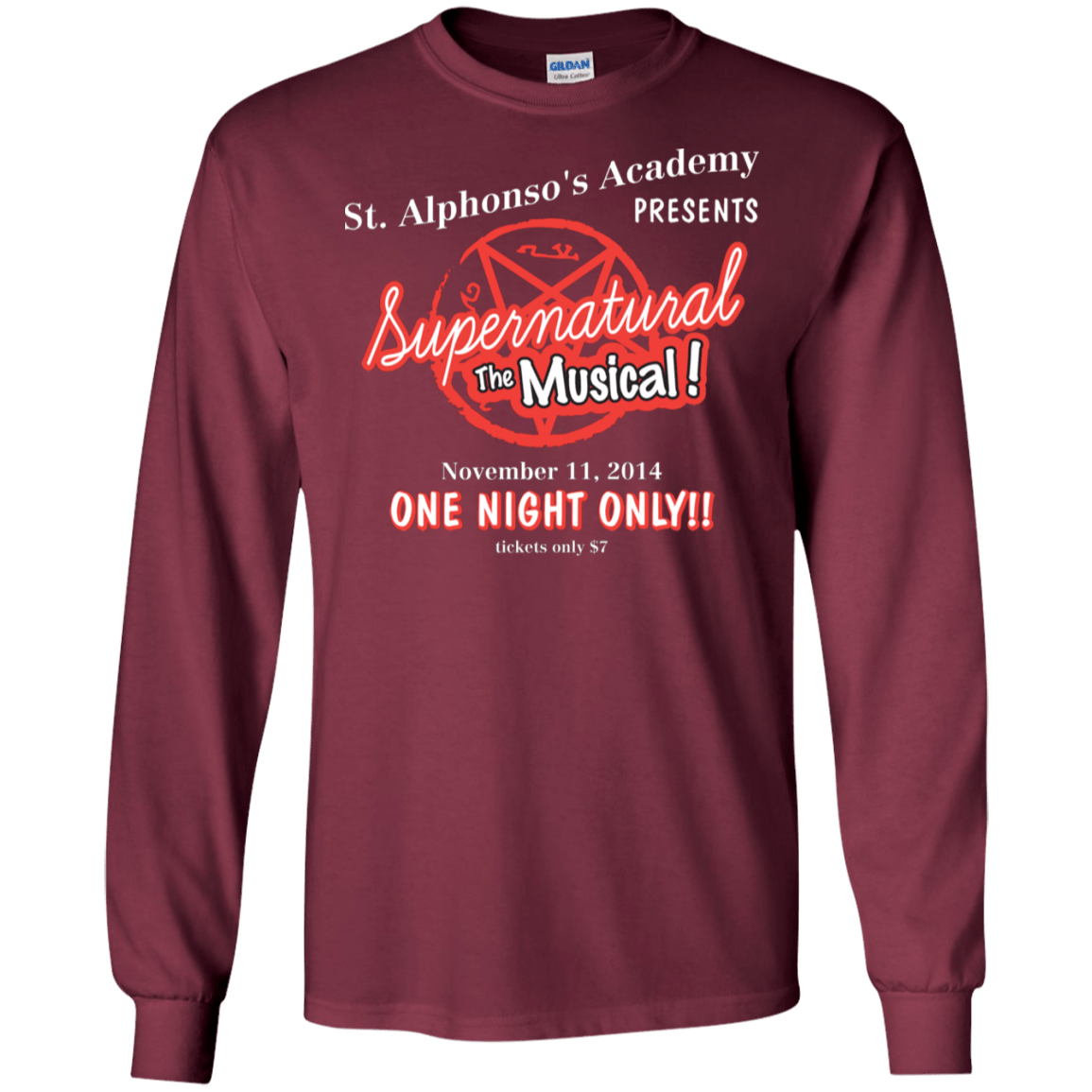 T-Shirts Maroon / S SPN The Musical Men's Long Sleeve T-Shirt