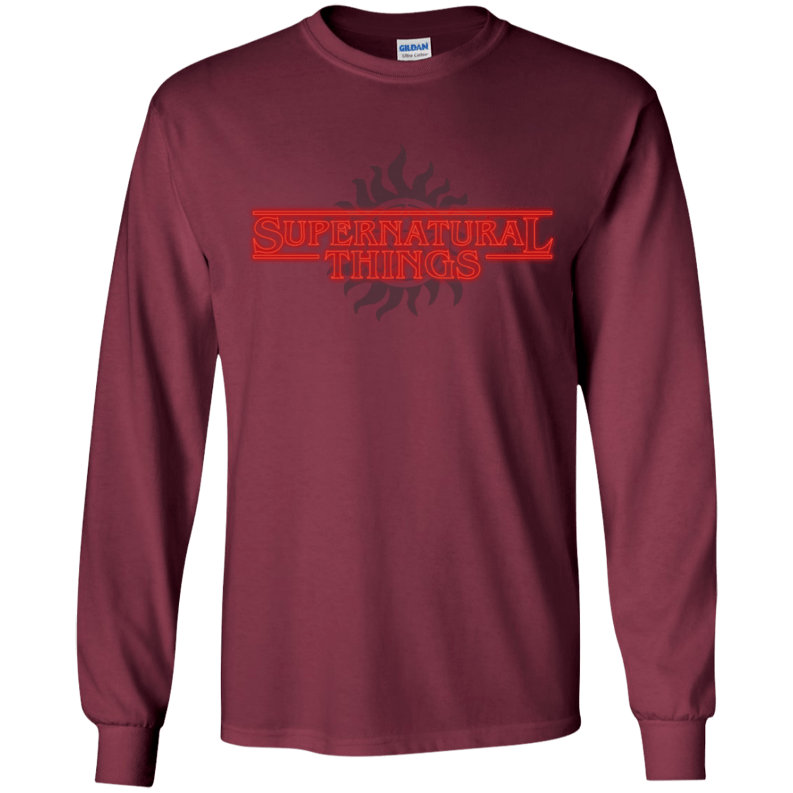 T-Shirts Maroon / YS SPN Things Youth Long Sleeve T-Shirt